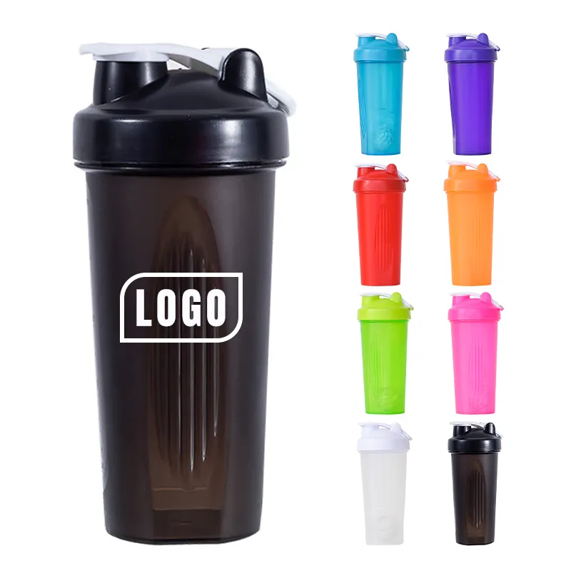 Custom logo 600ml bpa free plastic fitness workout water bottle gym protein shakes blend shaker bottle with mixer ball