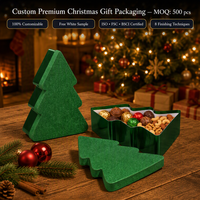Boîte d'emballage en carton pour bonbons et chocolats, personnalisée, en forme d'arbre, en papier pailleté, pour fêtes et cadeaux de Noël