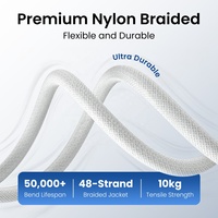 Cable ESEEKGO G-311C de 3 Metros, Tipo-C a Tipo-C, Trenzado de Nailon, Carga Rápida de 6A para Teléfonos Móviles Android/iOS, Cámara, Cobre Puro