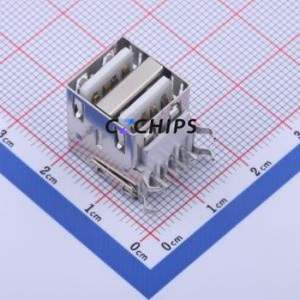 907-122A1012D10200 USB Connector Bent Lead Through Hole Connector Type-A USB 2.0 Female Right Angle Insert - Product Image 1