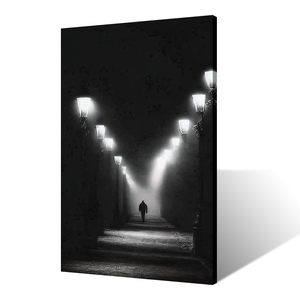 Hiện đại Thiết kế nội thất thân thiện với môi trường vải tường nghệ thuật đơn sắc cảnh quan đô thị đêm đường phố xem đèn bài bóng đen trắng - Product Image 2
