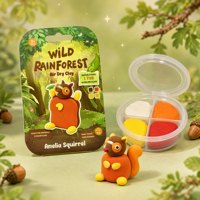 Kit de Manualidades de Criaturas de la Selva, Proyecto de Arte Hecho a Mano, Vida Silvestre Tropical, Ardilla Amelia, Set de Arcilla de Modelado de Secado al Aire para Niños