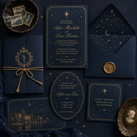 Invitation de mariage Nuit étoilée, suite Constellation de minuit, papier artisanal doré clair, invitation Nuit étoilée