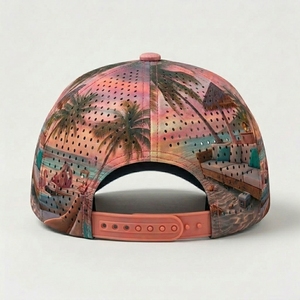 Casquette Snapback 5 Panneaux Personnalisée Thème Été, Performance Scénique, Découpée au Laser, Respirante, Imperméable, en Nylon, 3D - Product Image 4