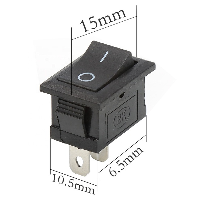 Guozhi 10*15mm Kcd1 Boat Rocker Switch Black Rocker Switch 250v KCD1 2 PIN 2 Position Rocker Switch