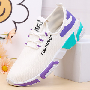 Zapatillas Deportivas Casuales Transpirables Blancas y Negras para Mujer, al por Mayor de Fábrica, Baratas, con Plataforma - Product Image 1