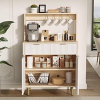 Kabinet Bar kopi Modern bergalur bufet, 2 laci dapat disetel, meja konsol kayu untuk ruang makan dapur ruang tamu
