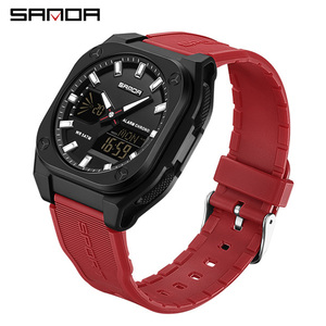 SANDA 6268 นาฬิกาอิเล็กทรอนิกส์สำหรับเล่นกีฬาอเนกประสงค์ขายดี นาฬิกาข้อมือกันน้ำพร้อมฟังก์ชั่นซิงค์เวลา - Product Image 1