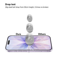 Protection d'écran en verre trempé 3 couches HD transparente de qualité supérieure avec dureté 9H et bord incurvé 180CC pour téléphone portable