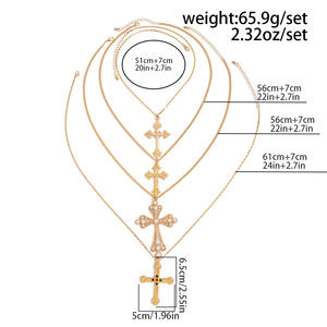 Модный массивный набор колье с крестом, большой длинный крест, цепочка с жемчугом, чокер из сплава, религиозное христианское очарование - Product Image 6