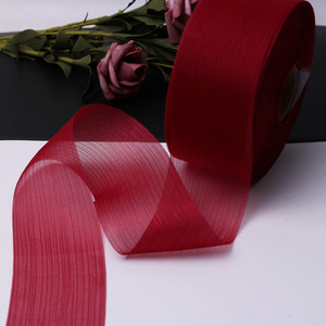 E-sihirli ucuz 6 Cm genişlik stok renk 50 Y rulo Premium kalite parlak şeffaf şerit organze rulo şerit düğün çiçek paketi için