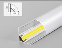 16*16mm 45 grados esquina aluminio LED perfil tapas accesorios para COB tira luces anodizado canal LED difusor
