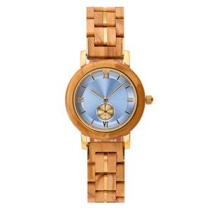 Boîtier <span class=keywords><strong>en</strong></span> acier inoxydable avec logo personnalisé, <span class=keywords><strong>lunette</strong></span> <span class=keywords><strong>en</strong></span> <span class=keywords><strong>bois</strong></span> d'olivier, étanche 3ATM, mouvement à quartz Miyota, dernier design pour femmes - Product Image 1