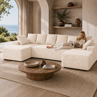 Canapé modulaire sectionnel OEM Cloud Couch, convertible en lit, de luxe, en forme de U, sans armature, compressé, pour appartement, décoration de salon, ODM