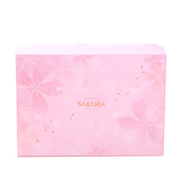 Boîte en carton rose fleur de cerisier, coffret cadeau rigide deux pièces, logo personnalisé, couvercle carré et base, pour bijoux, cosmétiques, mariage, anniversaire