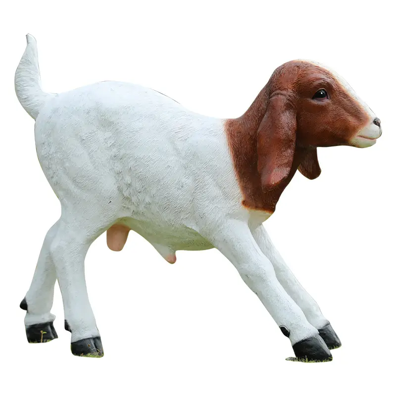 Obral besar Model simulasi patung kambing hewan geometris, ornamen tema pertanian Resin, patung domba FRP