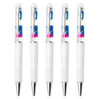 Stylo publicitaire personnalisé en PVC avec object flottant, stylo à bille rotatif DIY avec impression couleur du LOGO