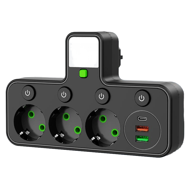 Cross-border European Standard 3 Outlets 10A USB-C Smart Socket Extension Cord Power Strip with TYPE-C Connector