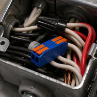 Mini-borne de raccordement compacte réutilisable en laiton à levier poussoir pour câble électrique 16A 300V, connexion sécurisée en ligne, bleue