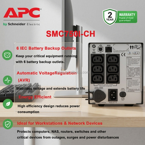 Schneider <span class=keywords><strong>APC</strong></span> SMC750I-CH Onduleur intelligent monophasé 750VA/500W avec batterie au plomb-acide et stabilisation AVR pour ordinateurs de bureau - Product Image 2