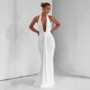 <span class=keywords><strong>Robe</strong></span> <span class=keywords><strong>longue</strong></span> trapèze élégante pour femme D1994608, <span class=keywords><strong>robe</strong></span> sexy <span class=keywords><strong>dos</strong></span> nu à col halter en V profond, <span class=keywords><strong>robe</strong></span> <span class=keywords><strong>longue</strong></span> moulante froncée pour femme - Product Image 5