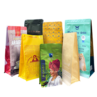 Sachet refermable à huit soudures imprimé sur mesure de qualité alimentaire, sac multi-usage en aluminium avec valve BOPP/AL/PE pour café, thé, aliments pour animaux et snacks