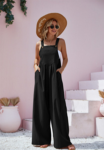 Tuta da <span class=keywords><strong>donna</strong></span> <span class=keywords><strong>oversize</strong></span> a gamba larga, senza maniche, con bretelle, stile vacanza, casual, snellente e anti-età - Product Image 5
