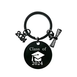 Wholesale Lettered Metal Keychain Backpack Pendant 2024 Graduation Season Gift Stainless Steel Keychain