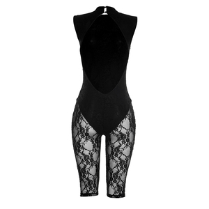 Viviblook J26JP029 Combinaison une pièce sexy sans manches, ajustée, transparente, dos nu, en dentelle, pour femme, nouvelle collection, idéale pour les soirées - Product Image 3