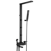 Système de douche multifonction en laiton chromé, avec panneau de douche en laiton massif, fonction pluie, douchette à main, douchette bidet et bec de baignoire coulissant, pour appartement, hôtel, villa