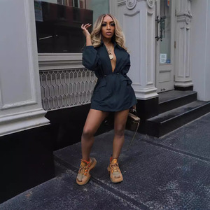 Streetwear Casual da donna <span class=keywords><strong>con</strong></span> coulisse in vita abiti <span class=keywords><strong>con</strong></span> coulisse Sexy <span class=keywords><strong>con</strong></span> <span class=keywords><strong>cerniera</strong></span> anteriore Mini abito Cargo - Product Image 5