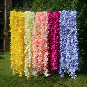 V070 Supplier Wholesale Artificial Flower Vine Decorative Silk Flowers Wisteria Hanging For Home Wedding Flowers Decor