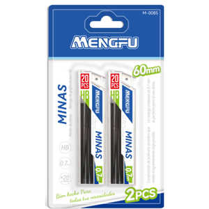 Mengfu M-0085 Set di 2 Mine per Matita Meccanica HB 0,7mm Nere e Colorate, Lunghezza 60mm, Prodotto in Cina - Product Image 1