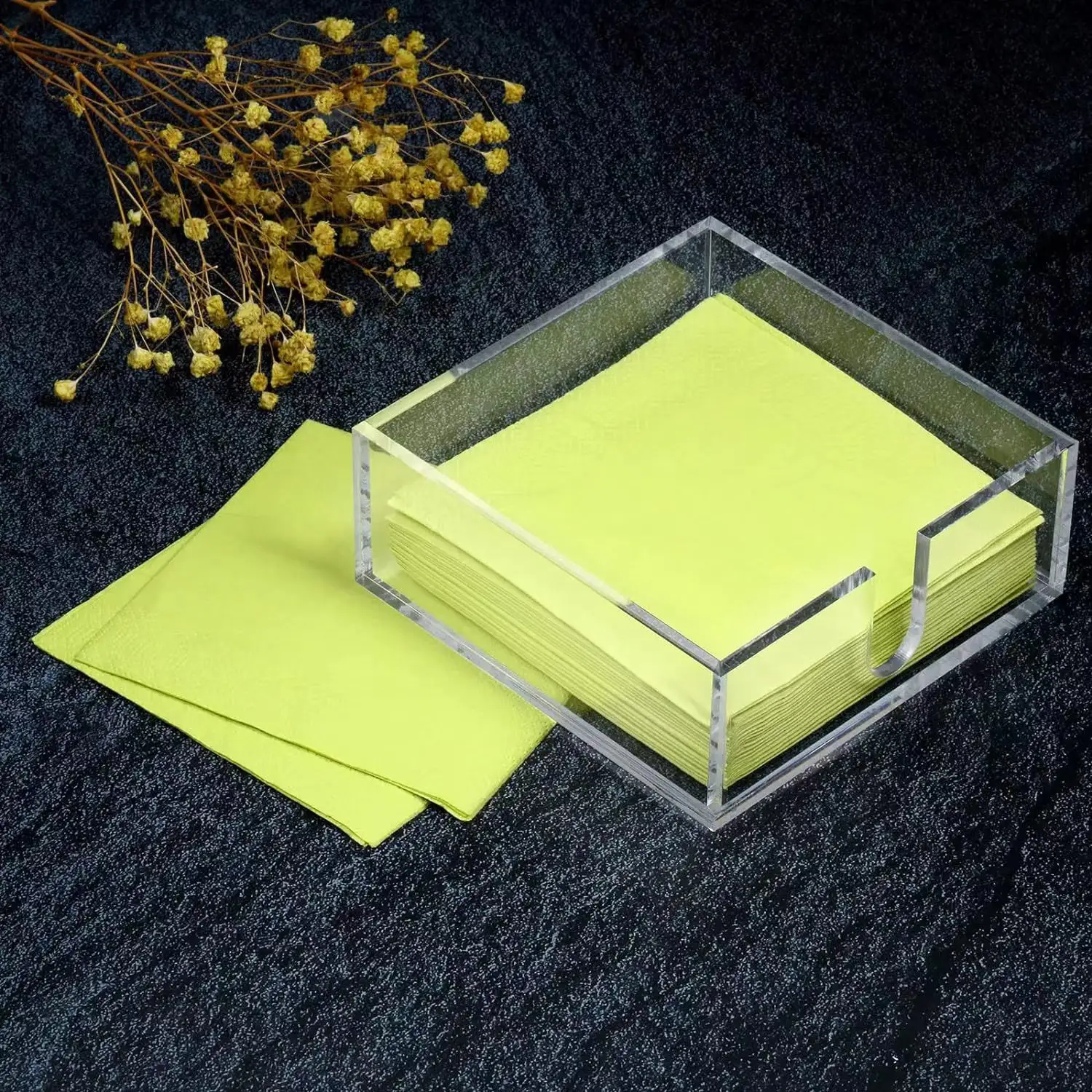 Porte-serviettes en acrylique Transparent pour déjeuner Table à manger décoration de cuisine plateau en papier boîte de rangement