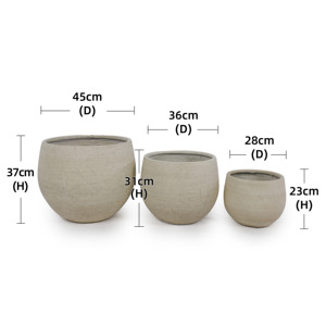 Pot de fleurs en céramique de style américain, écologique et durable, design bol beige moucheté pour jardin intérieur/extérieur, patio (lot) - Product Image 2