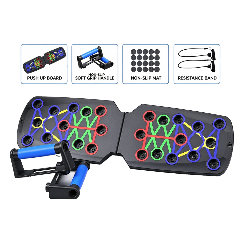 Multifunctional Push Up Board with Handles Resistance Bands, Home Gym ...