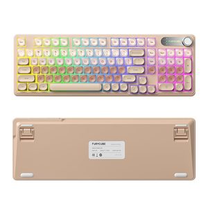High Appearance IP98 Two Tone Skin Wireless Keyboard Girls Mechanical Feel Portable Office Gaming Keyboard - Product Image 5