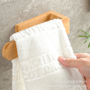 Toallero de Madera Natural de Bambú, Autoadhesivo, para Montar en la Pared, Estante para Baño y Cocina, Diseño Minimalista - Product Image 2