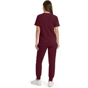 FOXA Women's Scrub Set V-Neck Top <b>Cargo</b> <b>Pants</b> 4-Way <b>Stretch</b> Hospital Uniforms - Product Image 3