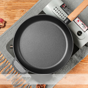 Olla espesada presazonada <span class=keywords><strong>para</strong></span> <span class=keywords><strong>cocinar</strong></span>, <span class=keywords><strong>sartenes</strong></span> con mango de madera de hierro fundido, el mejor mayorista - Product Image 4