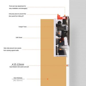 Sistema de Herrajes Ocultos para Puertas Correderas WEKIS de Acero Duradero, Riel Invisible Moderno para Puertas Fantasma en Exteriores, para Dormitorio, Cocina, Sala de Estar - Product Image 4