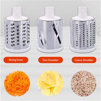 3 In 1 Groente Mandoline Slicer Swift Roterende Trommel Rasp Moer Shredder Veggie Cutter Dunschiller Spiralizer Kaas Chopper