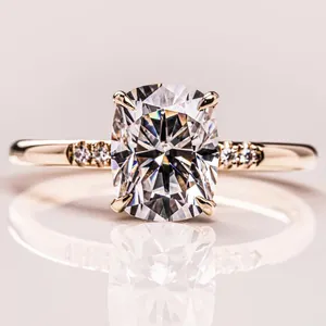 Wholesale Jewelry Supplier Certificate 14K Gold Plated Cubic Zirconia Engagement Rings For Women