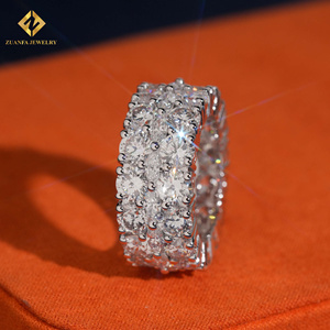 Anillo de Eternidad para Hombre con Tres Hileras de Piedras, Joyería de Lujo para Boda, Plata S925, Diamantes Cultivados en Laboratorio con Forma Redonda y Marquesa, Certificado IGI - Product Image 3