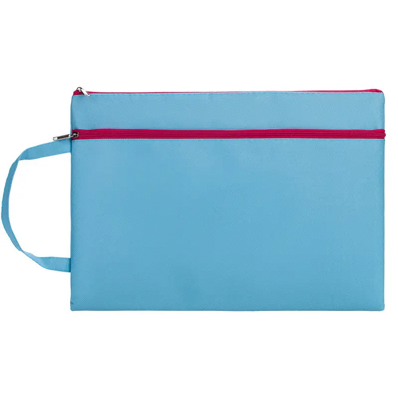 Wholesale custom polyester file folder multi colors waterproof A4 zipper file student book bag polyester document bag