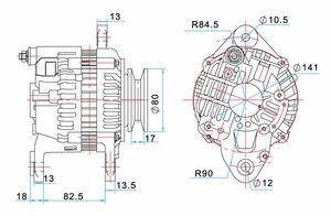Alternador automático de 24V/45A, para 4D33(Mitsubishi) A3TN5188 A3TN5288 ME037620 ME049173 ME017614 ME017615 - Product Image 2