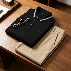 ODM OEM Men's Cotton Knitted for Shirt Print Design Anti-Wrinkle Embroidered Collar Trim Short <strong>Sleeve</strong> Casual <strong>Golf</strong> Business <strong>Top</strong> - Product Image 5