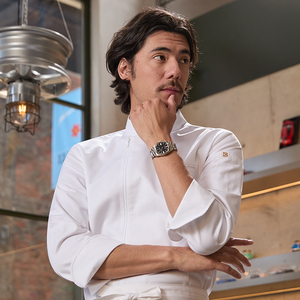 Chef de cocina, ropa de trabajo, manga larga, restaurante occidental, conjunto de lujo para hornear, Otoño Invierno, cremallera, nuevos uniformes de barra tejidos - Product Image 3