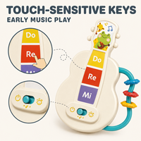 Juguete Musical para Bebés con Sonidos de Guitarra, Teclas Táctiles, Dos Modos de Juego, Anillos Deslizantes y Efectos de Sonido para el Aprendizaje Temprano y Estimulación Sensorial
