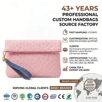 Pochette rose poudré gaufrée effet autruche, sac de soirée élégant en jean personnalisé avec dragonne, sac à main quotidien chic pour femme, personnalisation OEM